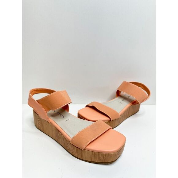 Ann Klein Sandals‎ Size 6.5 Orange Slip On Platform Open Square Toe Summer Shoes - Picture 6 of 11